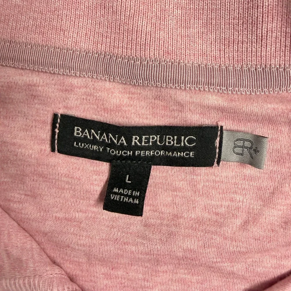 STAIN Banana Republic Mens Heathered Pink Polo Luxury Touch Performance Sz‎ L